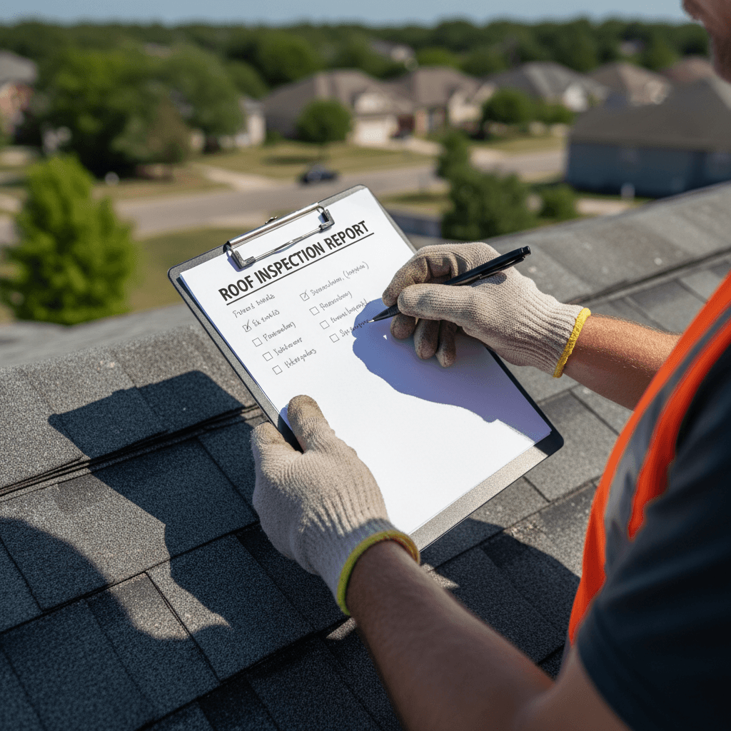 Contractor inspecting a concrete surface on a residential property in Toronto