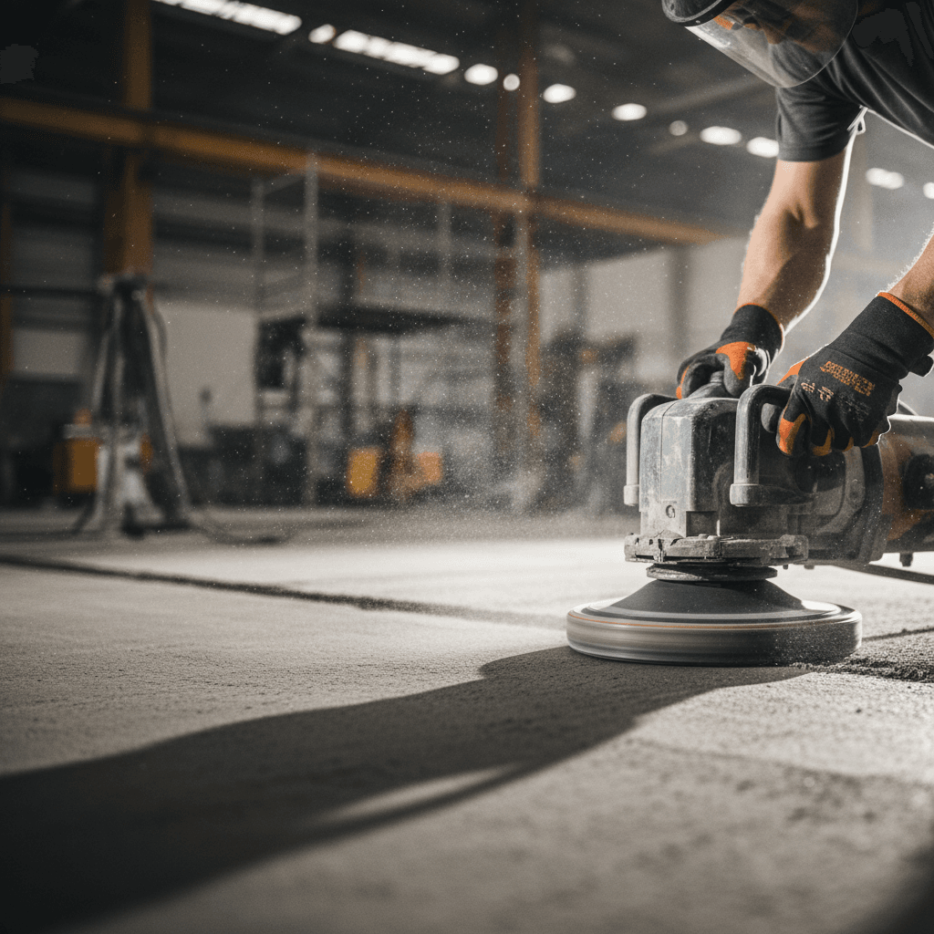 Concrete floor grinding in a Toronto home garage